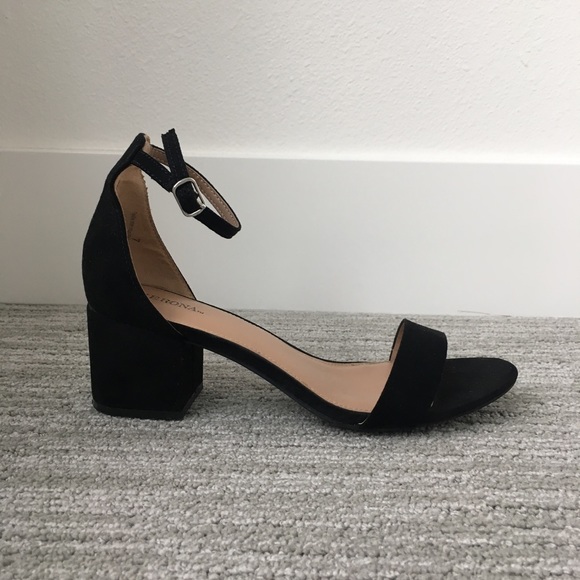 Shoes - Black low block heels With ankle straps